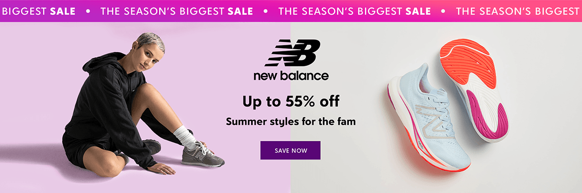 New balance - up to 55% off - sporty staples for the fam - save now