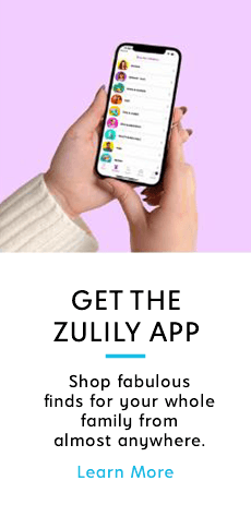Close-up of hands holding a smart phone, showing the Zulily app